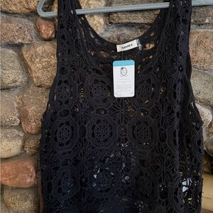 ADORA Black Crochet Tank Top
